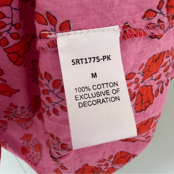 THML Selene Collared Flutter Sleeve Print Top in Pink SRT1775 - Picture 6 of 8